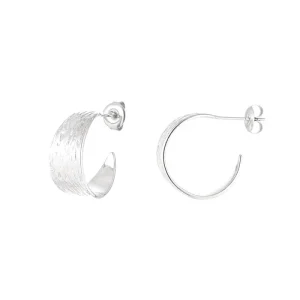 Ronde oorbellen print Zilver