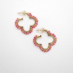 Flower stones oorbel Goud/Roze