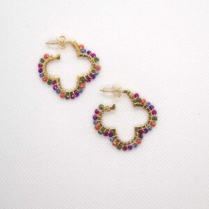 Flower stones oorbel Goud/Kleur