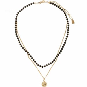 Kraal hanger ketting Goud/Zwart