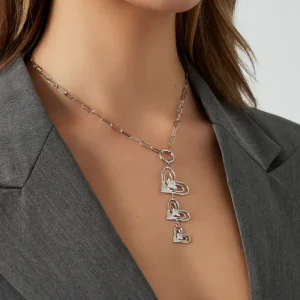 Triple hearts ketting Zilver
