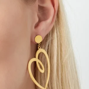 Big heart oorbel Goud