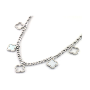 Klaver 5 ketting Zilver