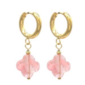Clover stone earring Gold