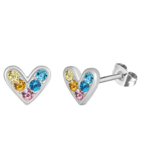 Colour hearts earring Silver