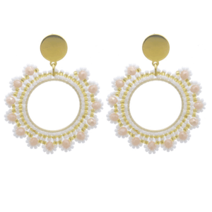 Boho oorbel Goud/Wit